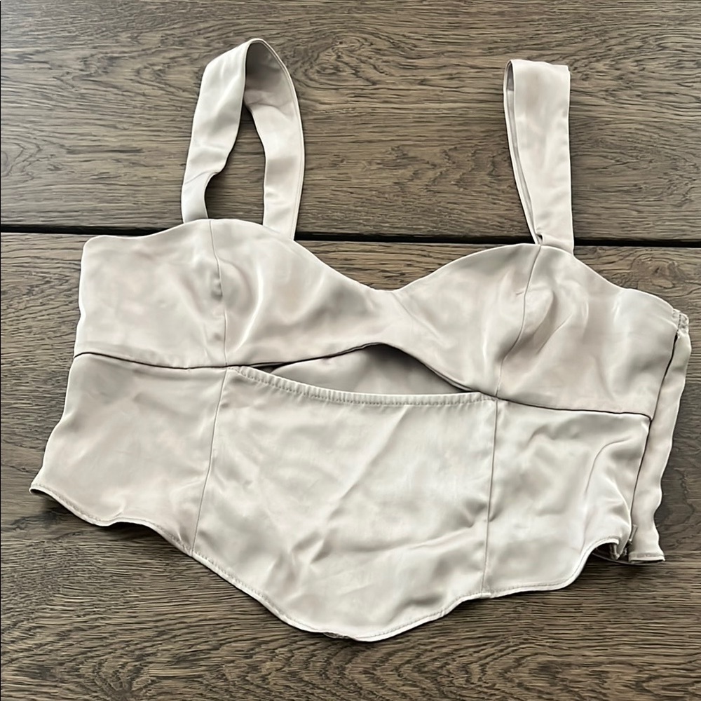 Topshop Cream Satin Crop Top